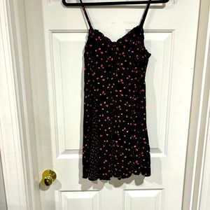 Wild Fable Black Pleated Strawberry Dress Medium